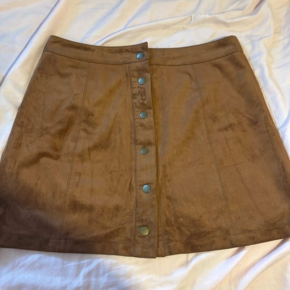 Forever 21 Brown suede button up mini skirt